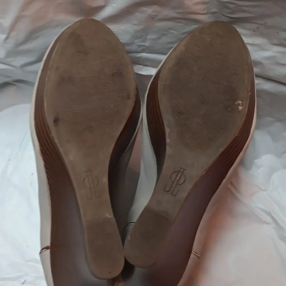 Jennifer Lopez Women's Cream Wedge Ankle Boots Size 7